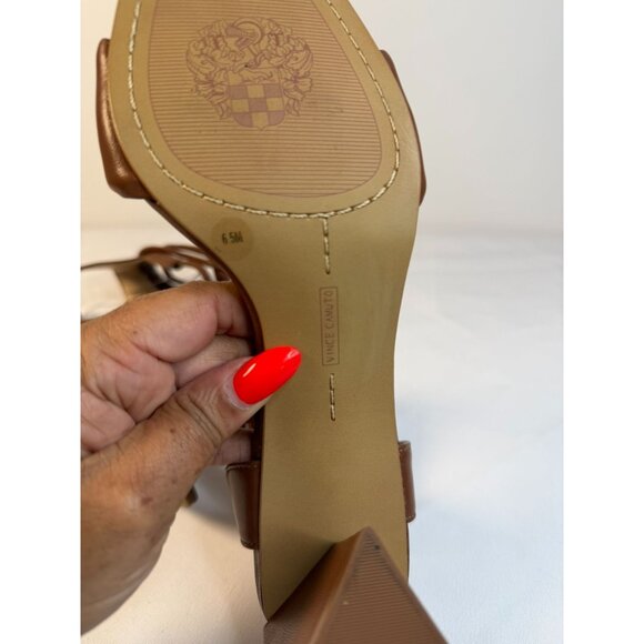 Vince Camuto Vernisa Women's Size 6.5M Cognac Ankle Wrap Heeled Sandal - Picture 11 of 12